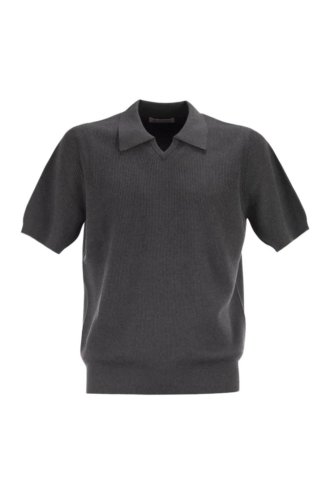 Cotton Rib Knit Polo Shirt