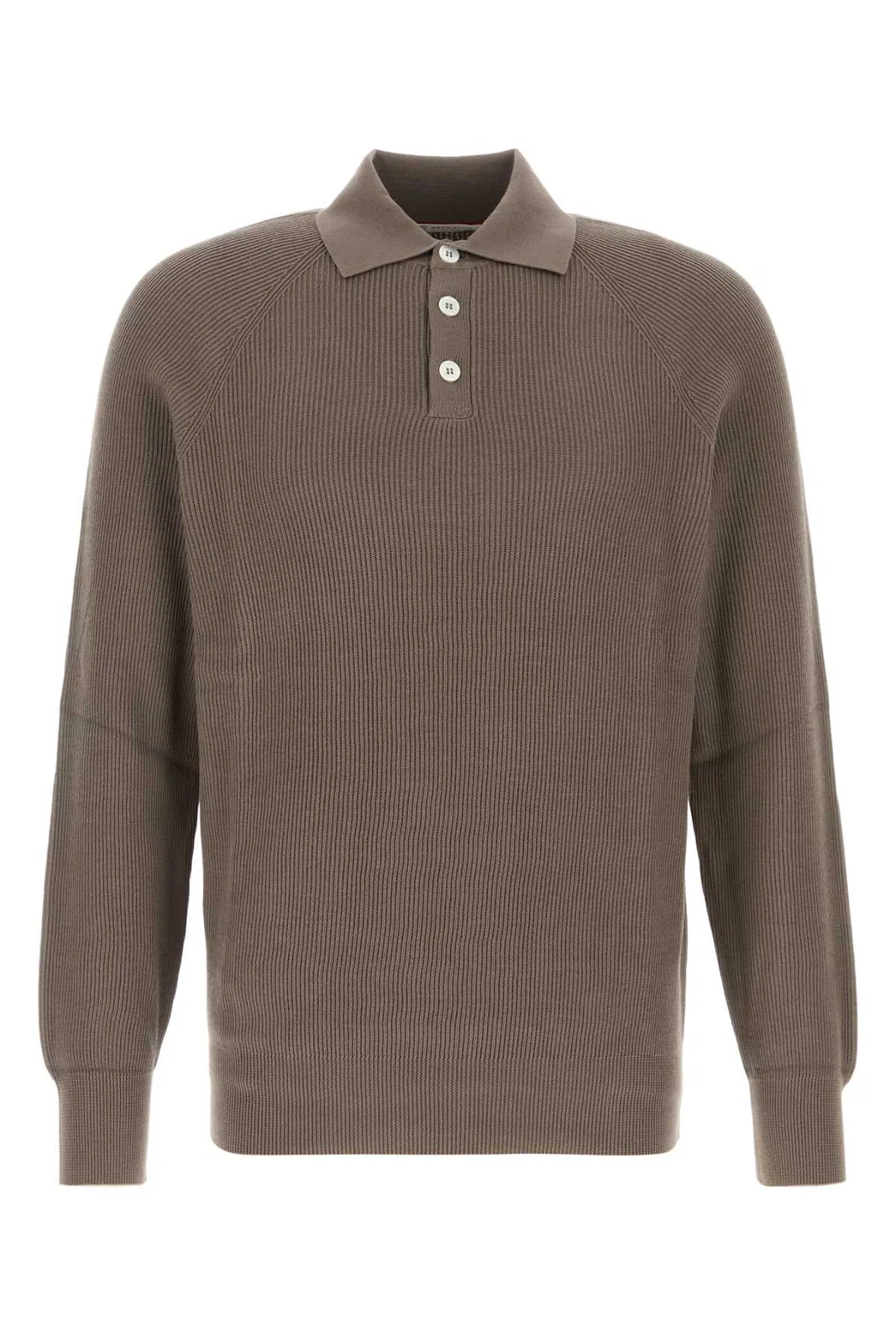 Brunello Cucinelli Mud Cotton Polo Shirt