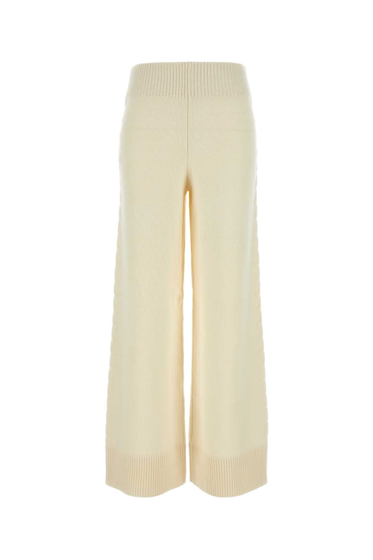 Ivory Wool Blend Ash Wide-Leg Pant