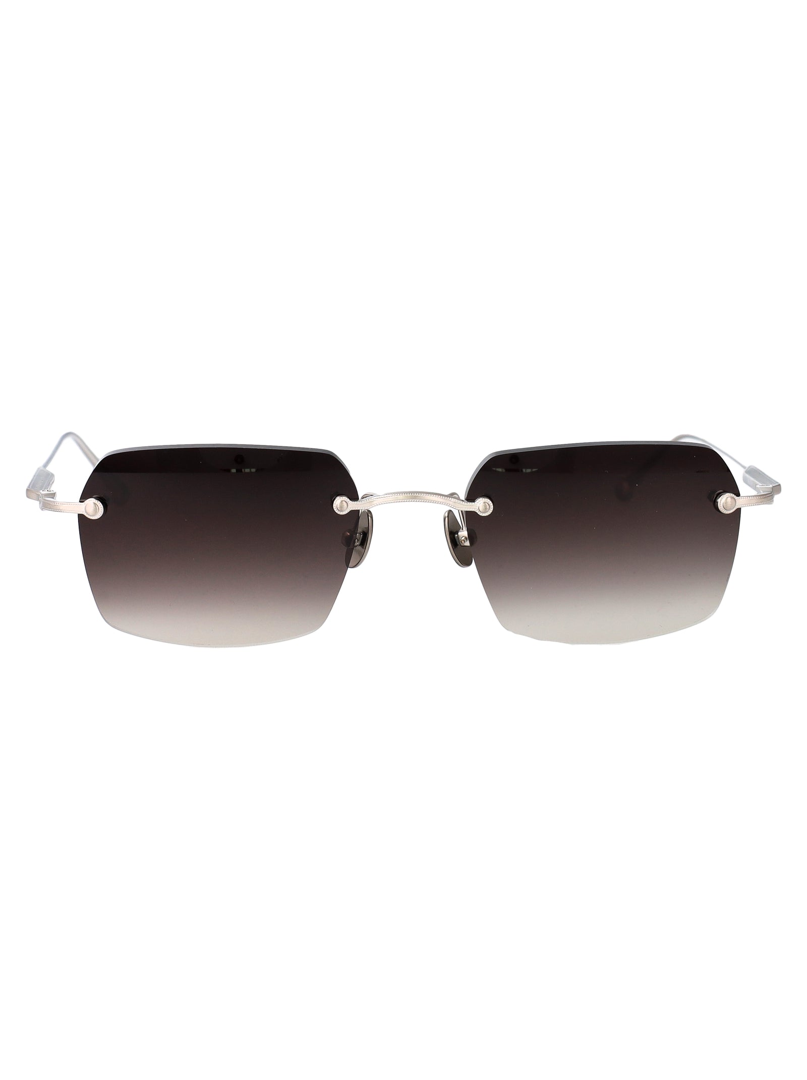Brushed Silver Grey Gradient Metal Sunglasses