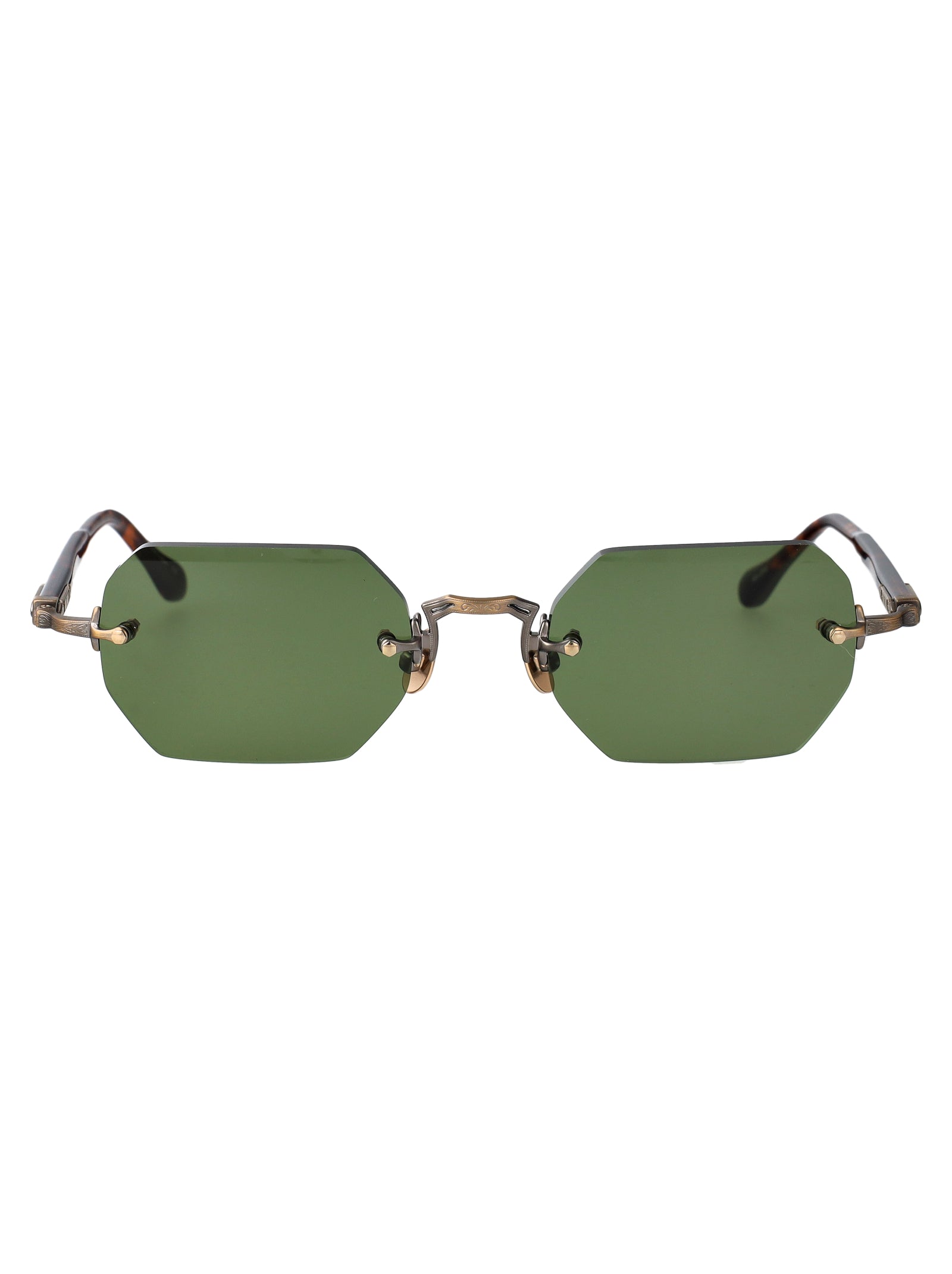 Antique Gold - Dark Tortoise Sage Green Metal Sunglasses