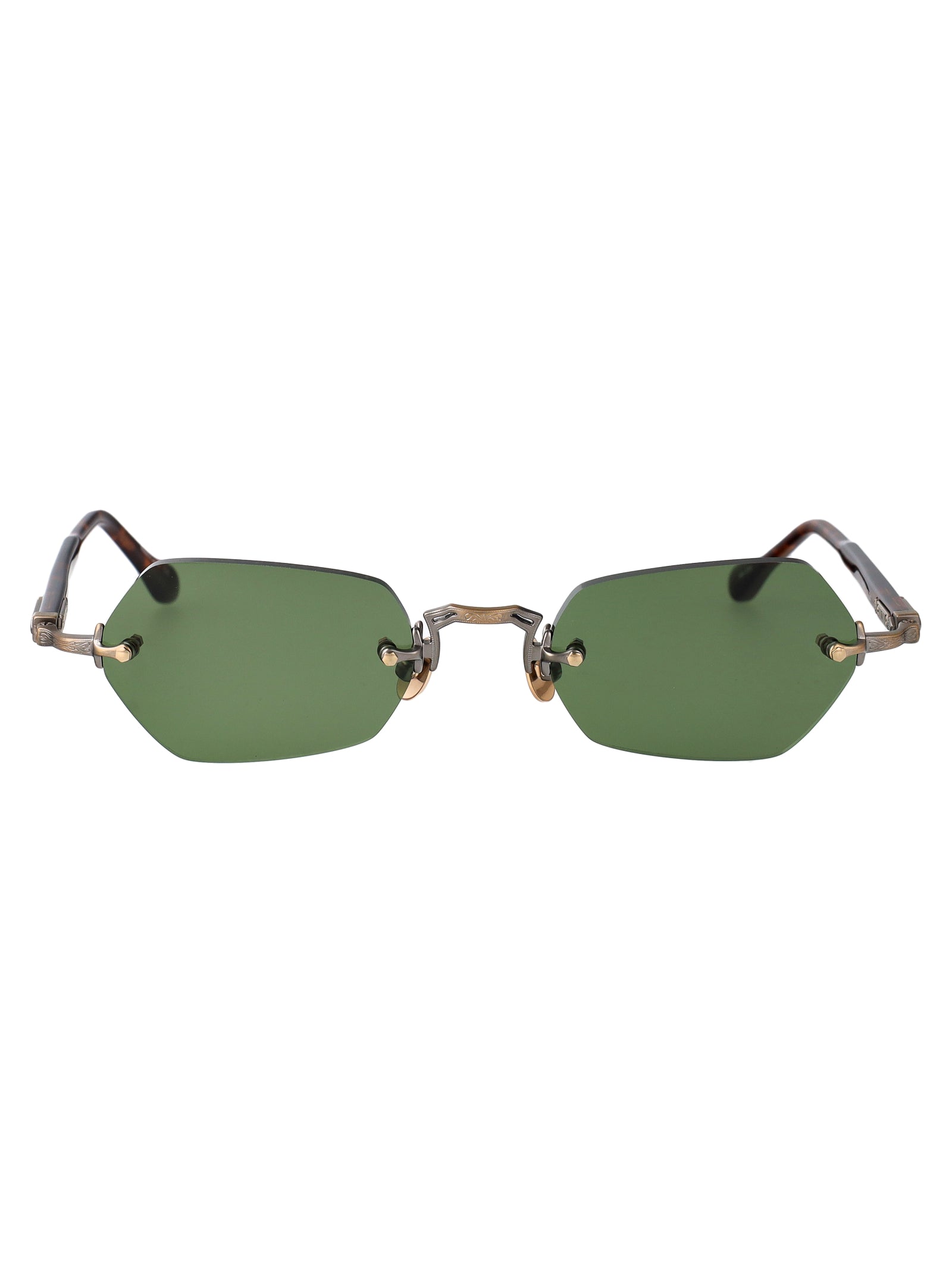 Antique Gold - Dark Tortoise Sage Green Metal Sunglasses