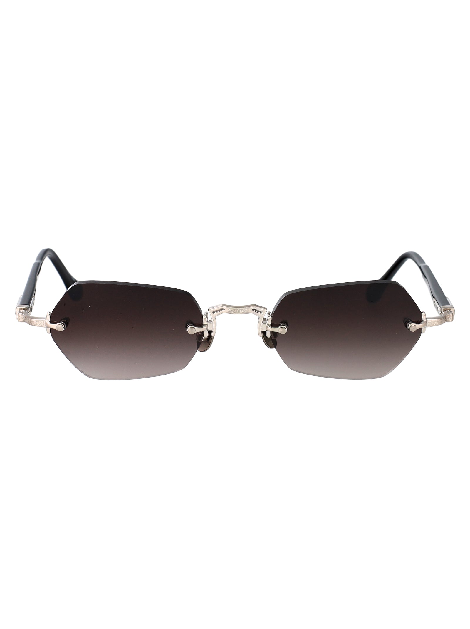 Brushed Silver - Black Grey Gradient Metal Sunglasses