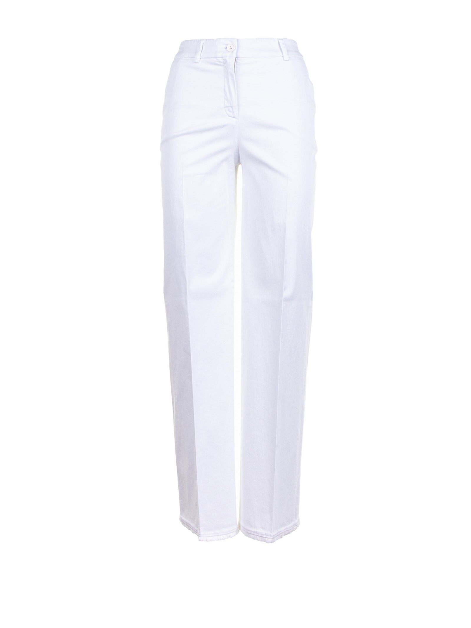 High-Waisted White Trousers