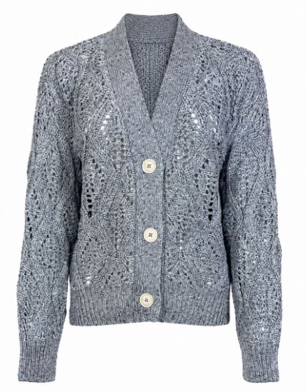 Blue Pointelle Knit Sweater