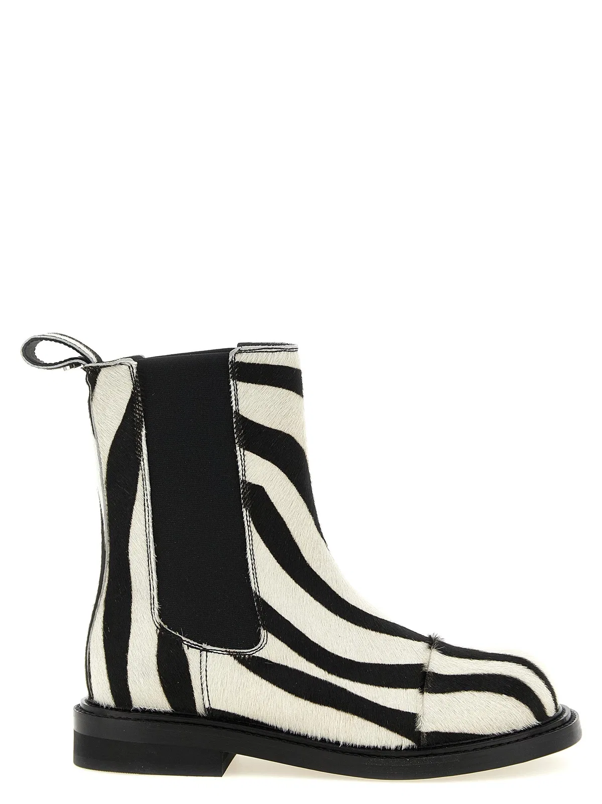 Moschino Zebra Pattern Ankle Boots Elastic Panels In Black