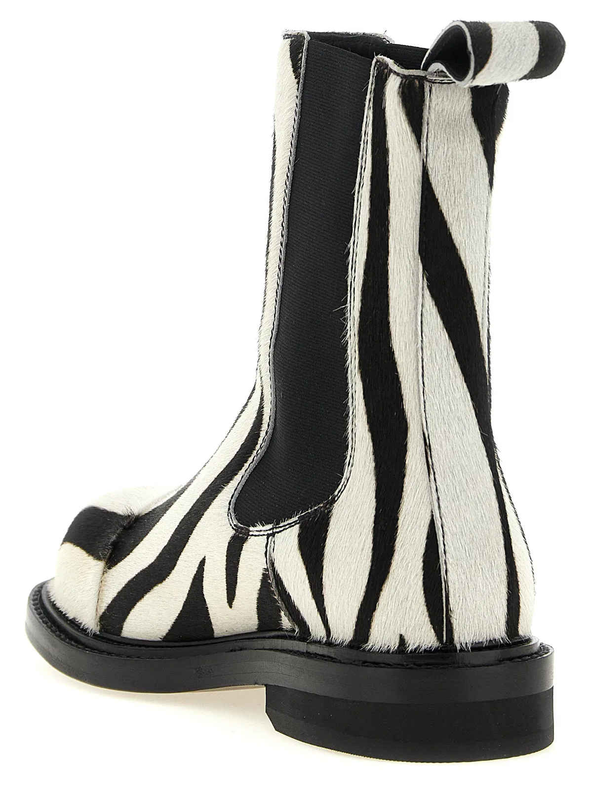 Moschino Zebra Pattern Ankle Boots Elastic Panels In Black
