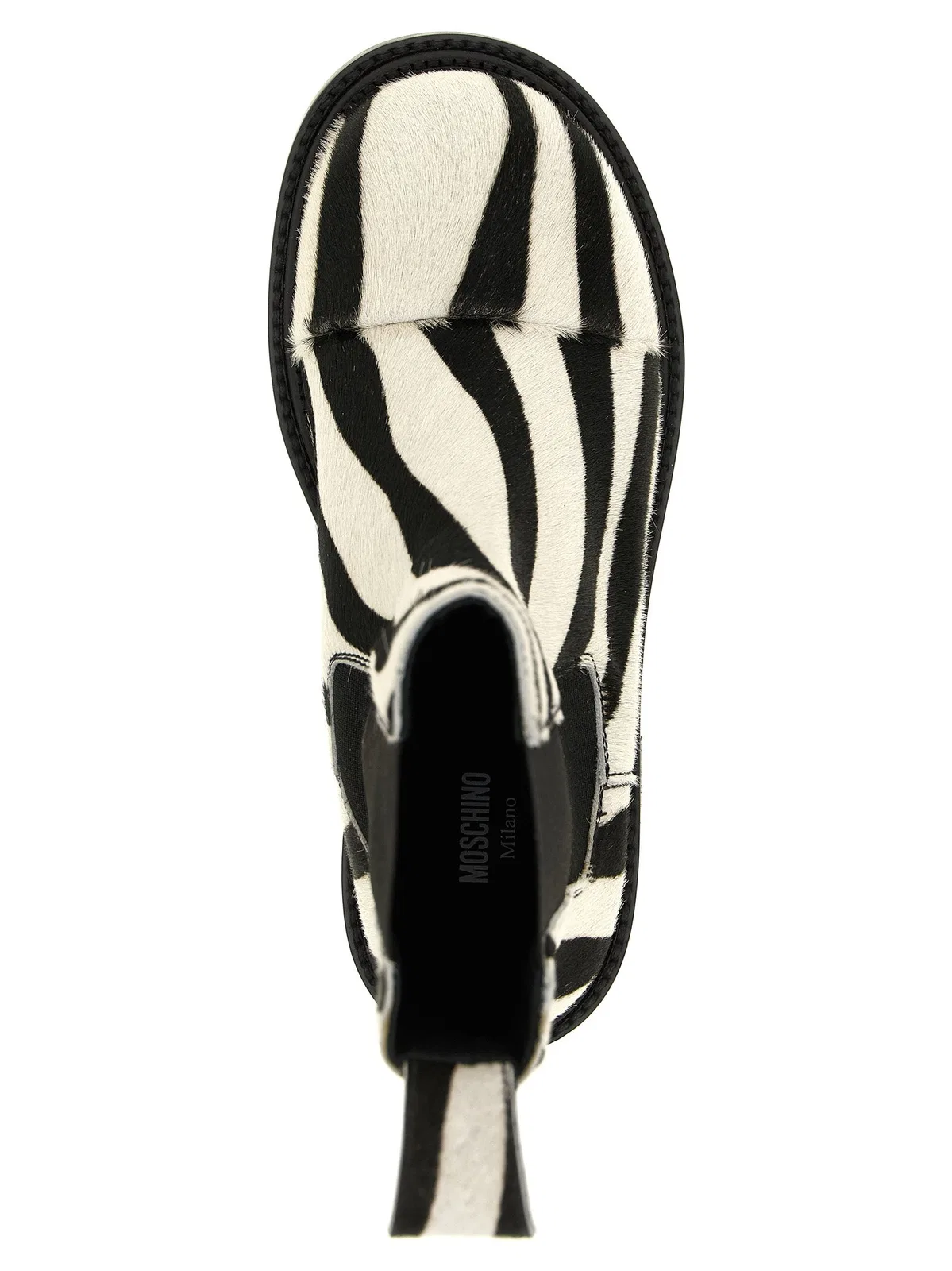 Moschino Zebra Pattern Ankle Boots Elastic Panels In Black