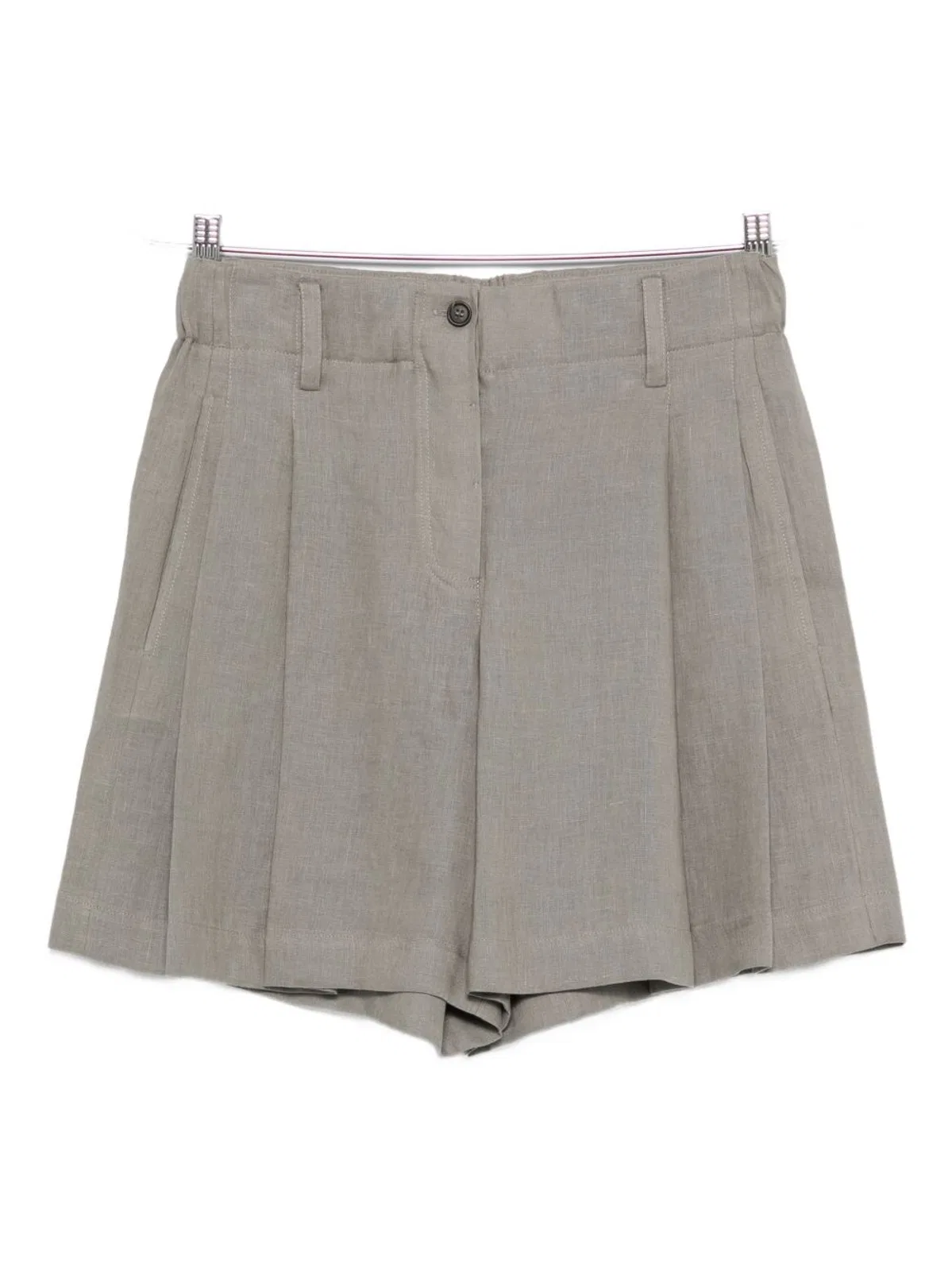 Tailored Linen Bermuda Shorts With Double Pleats
