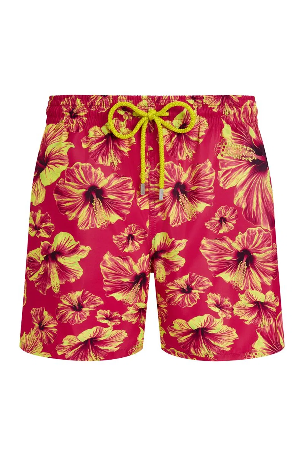 Swim Shorts With Hibiscus Print And Matching Pouch