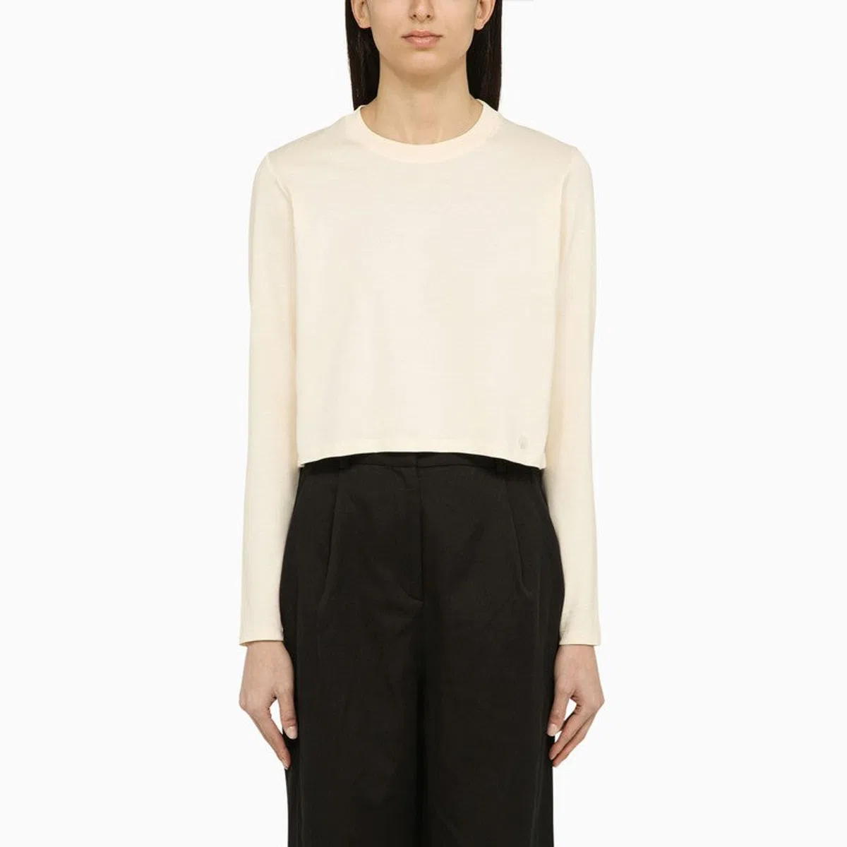 Ivory Cotton Crew-Neck Jumper