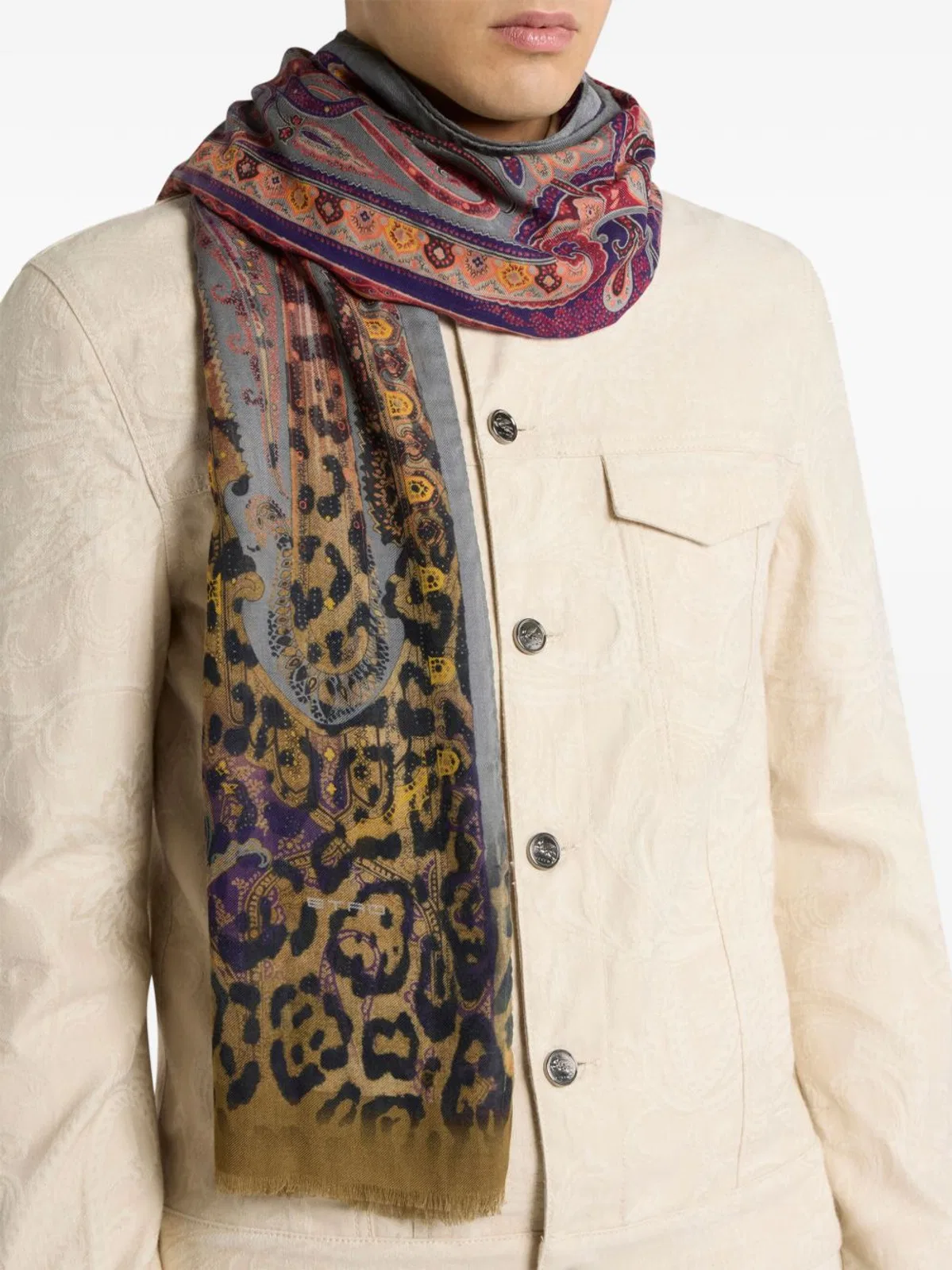 Etro Animal-pattern Scarf In Brown