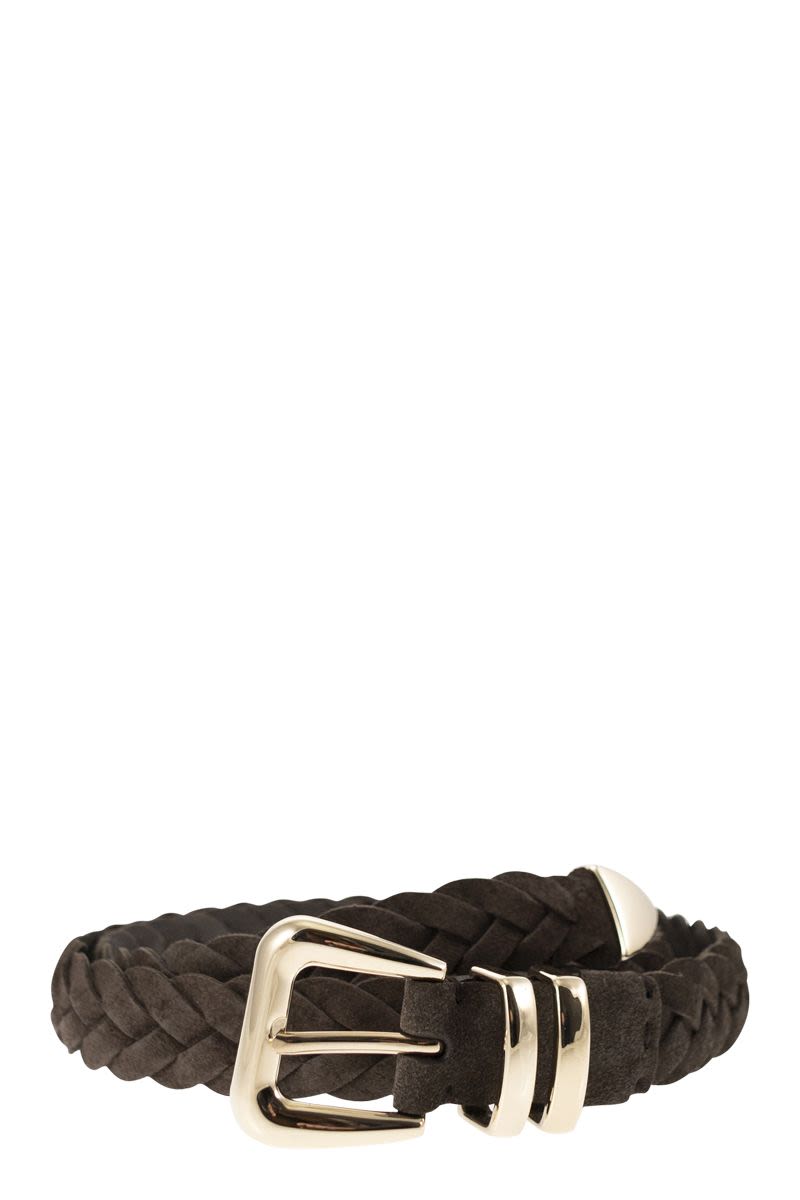 Reversed Calfskin Belt With Braided Tip
