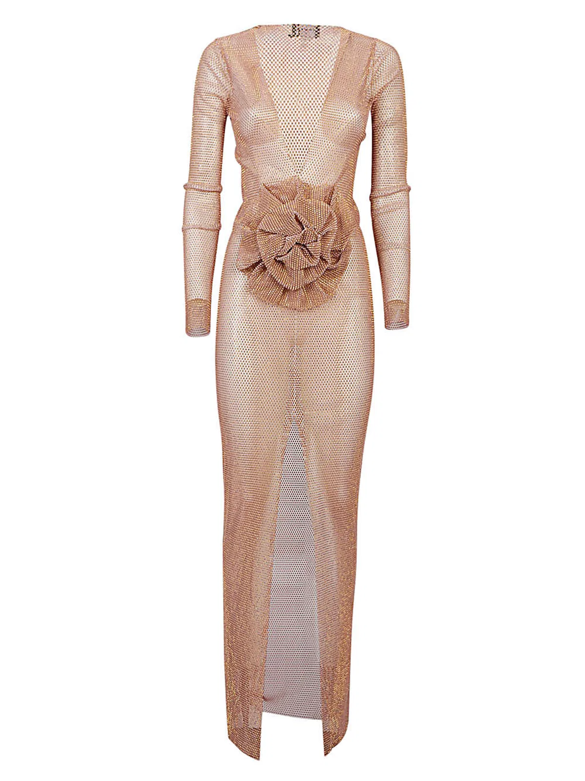 Flower-Applique Long Dress