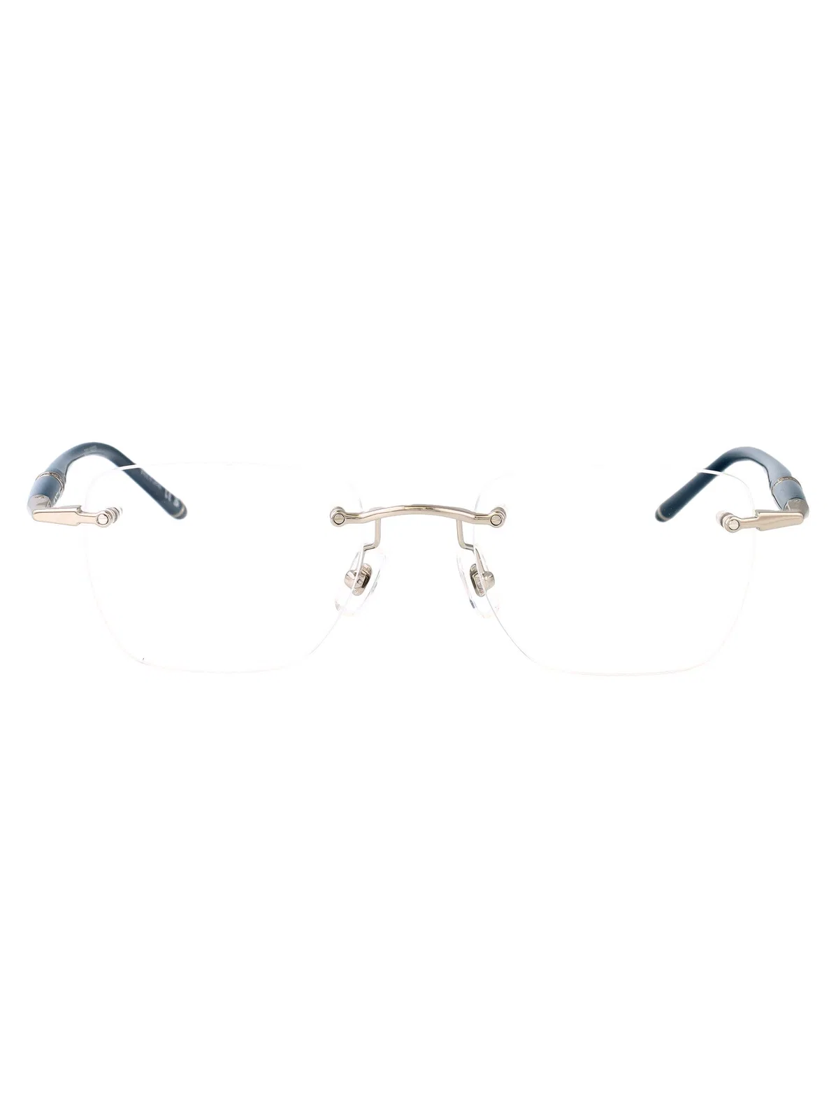 Silver Blue Transparent Metal Glasses
