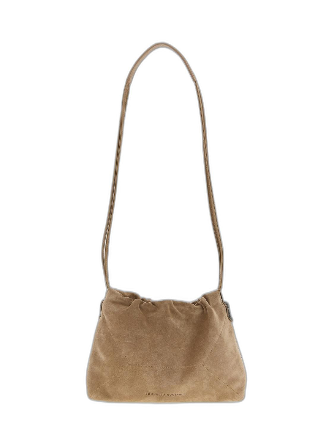 Beige Suede Shoulder Bag