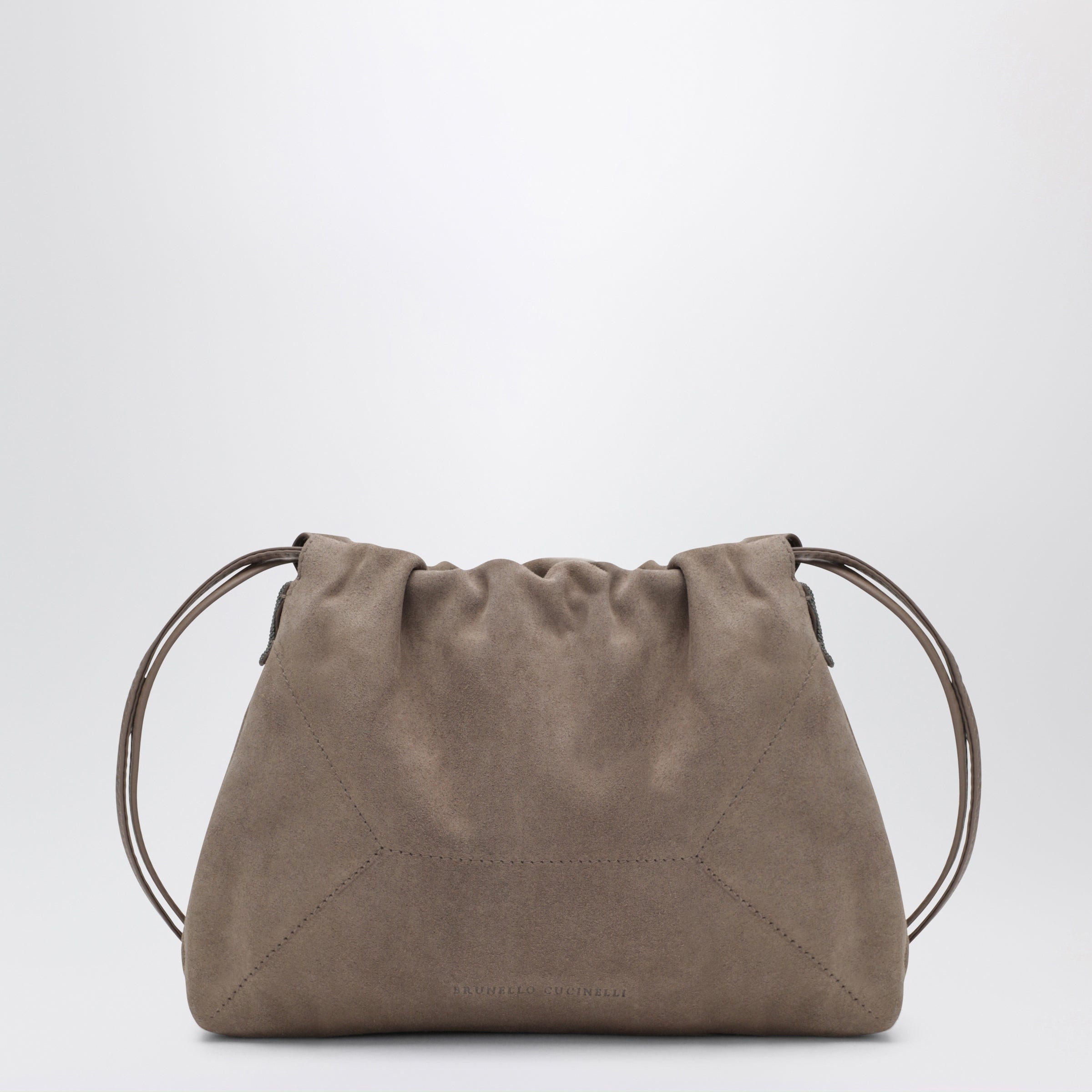 Bc Duo Pouch Brown Suede Bag With Monile Detail