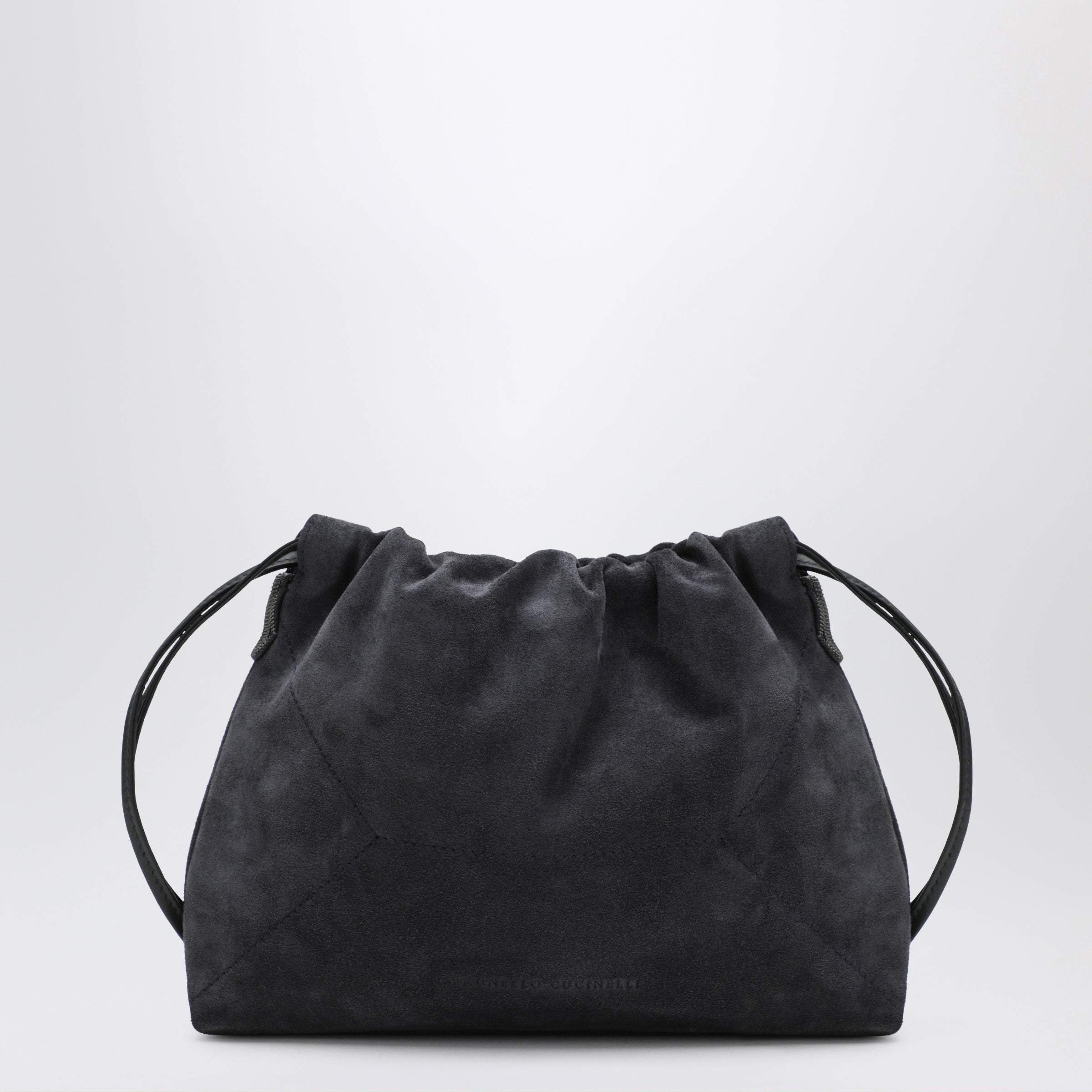 Bc Duo Pouch Midnight Blue Suede Bag With Monile Detail
