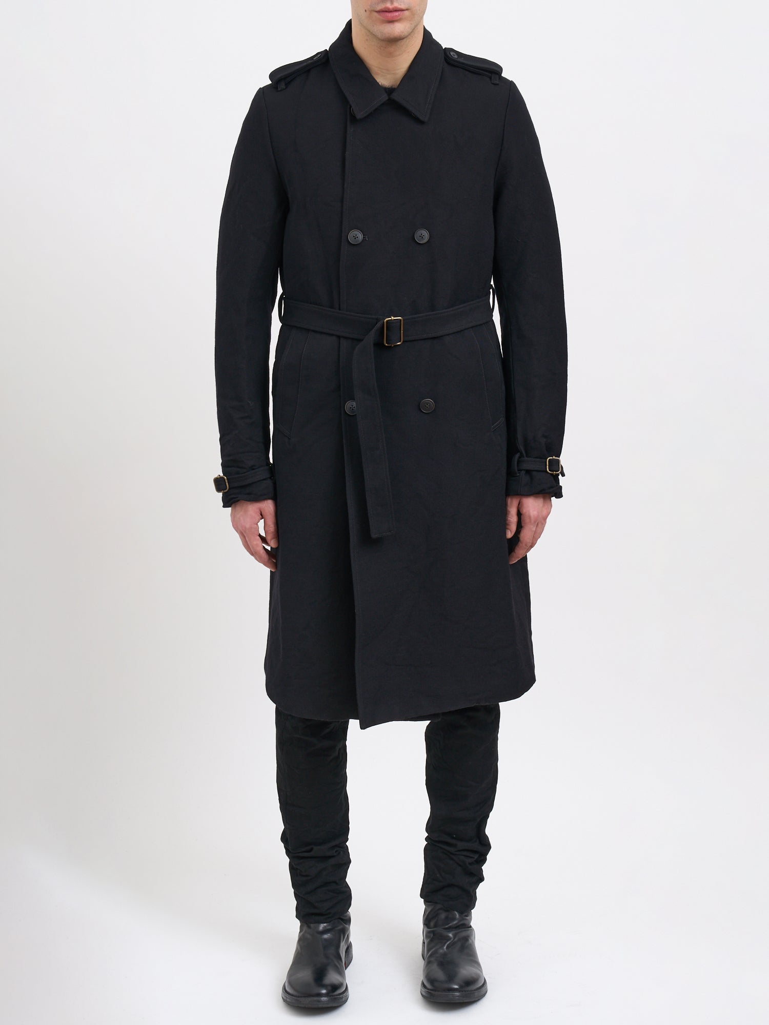 Long Double-Breasted Trench Coat