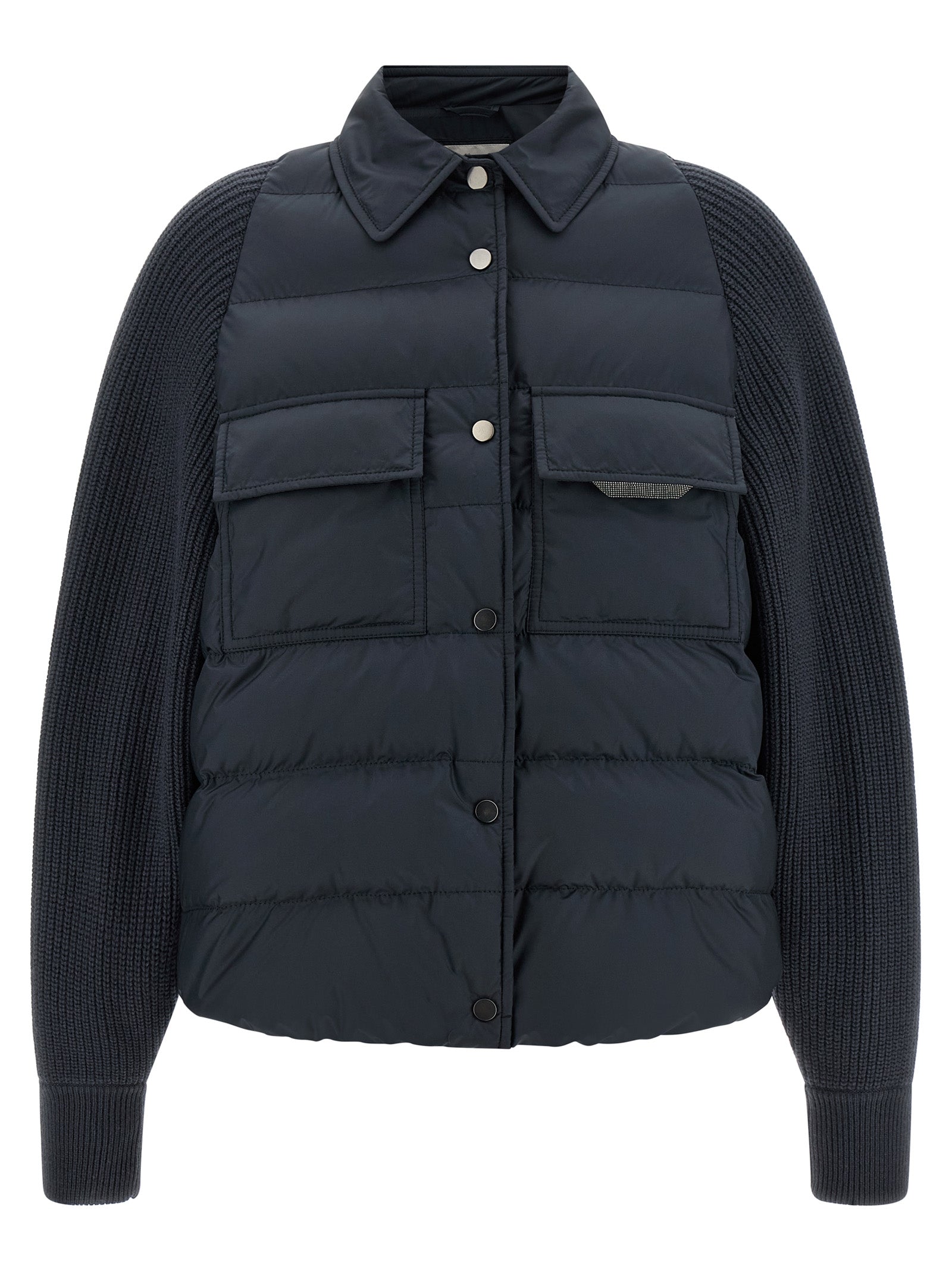 'Shiny Flap Detail' Down Jacket