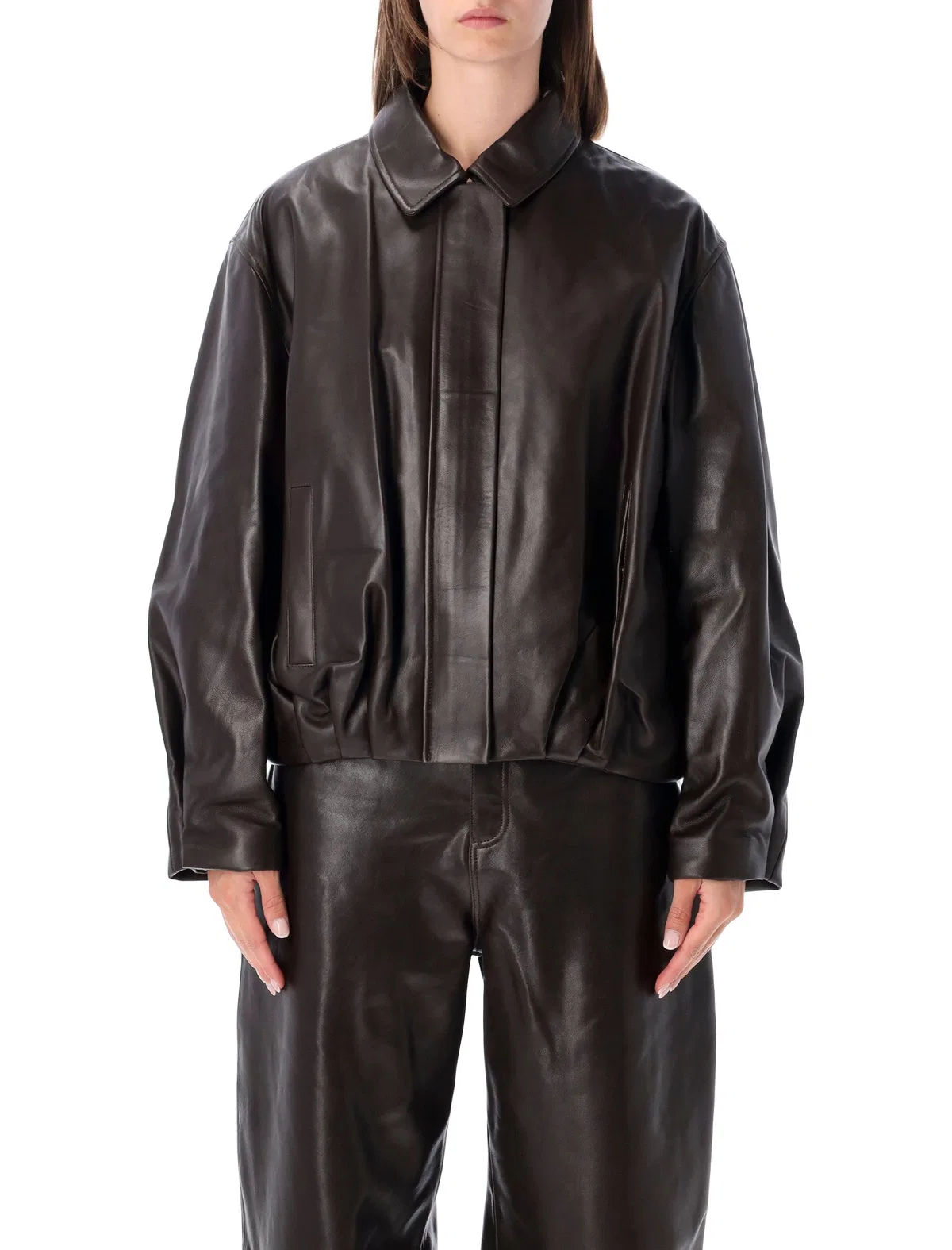 Melis Leather Bomber Jacket
