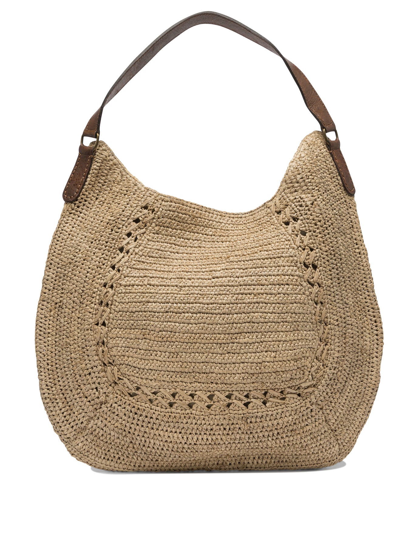 Beige Raffia Shoulder Bag