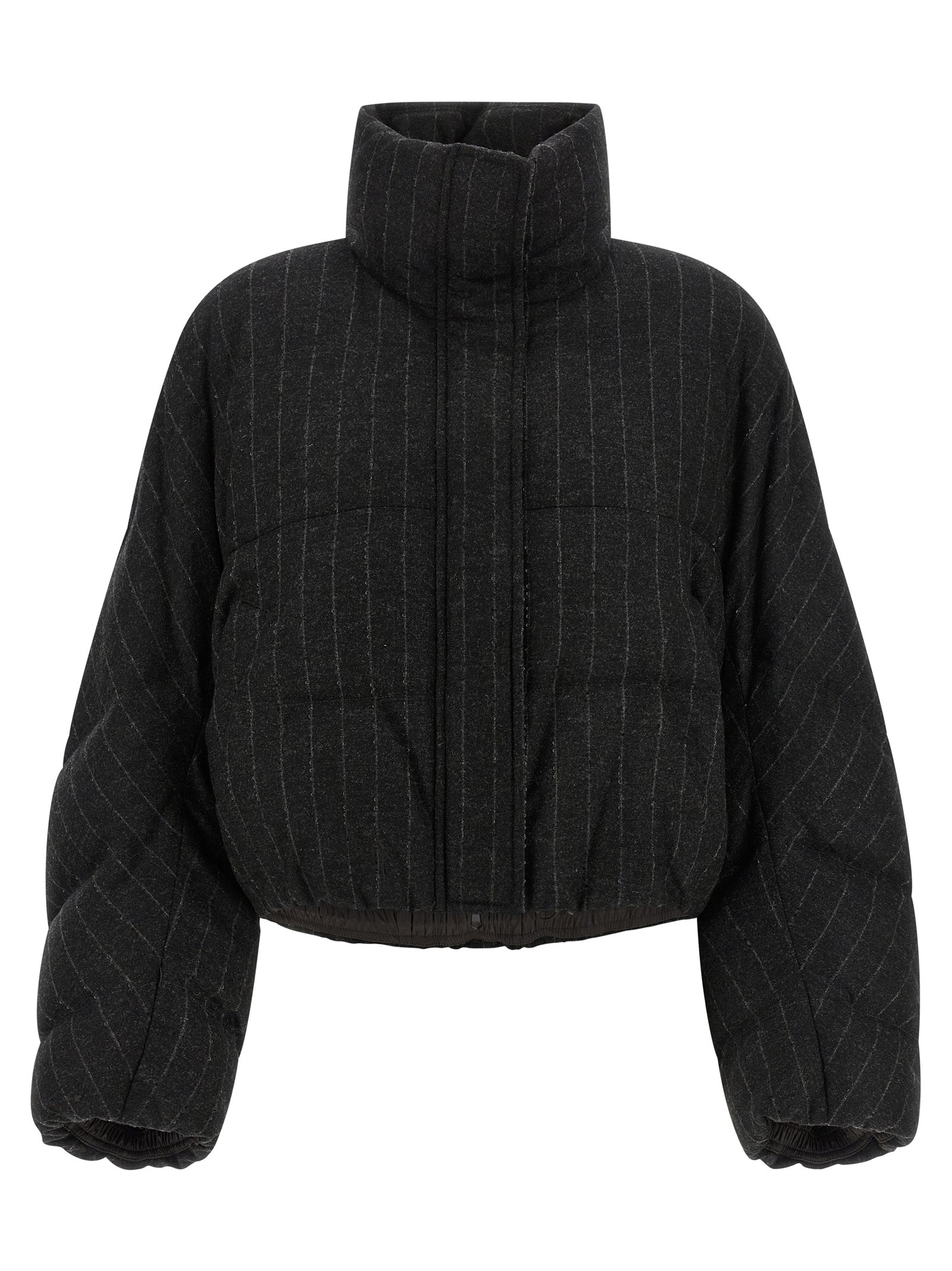 Micro Sequin Pinstriped Crop Down Jacket