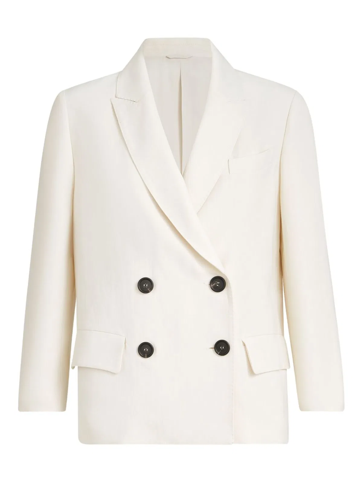 Fluid Viscose And Linen Twill Blazer With Jewellery