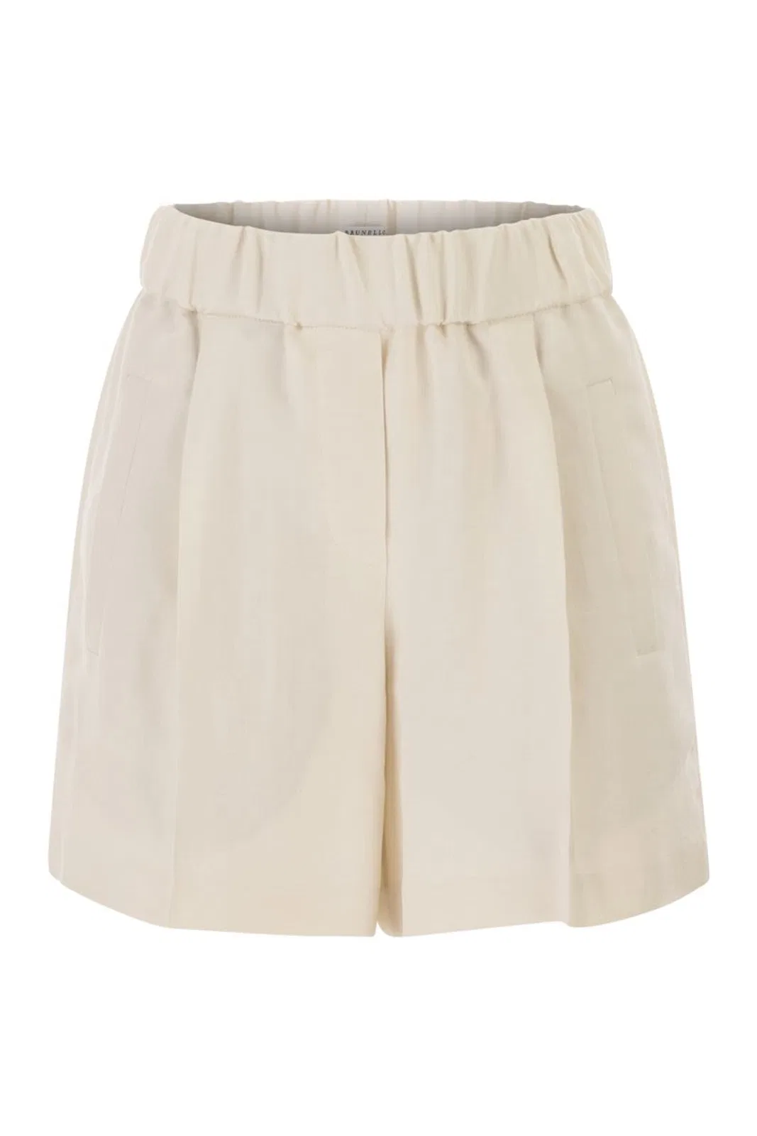 Baggy Shorts In Fluid Viscose And Linen Twill