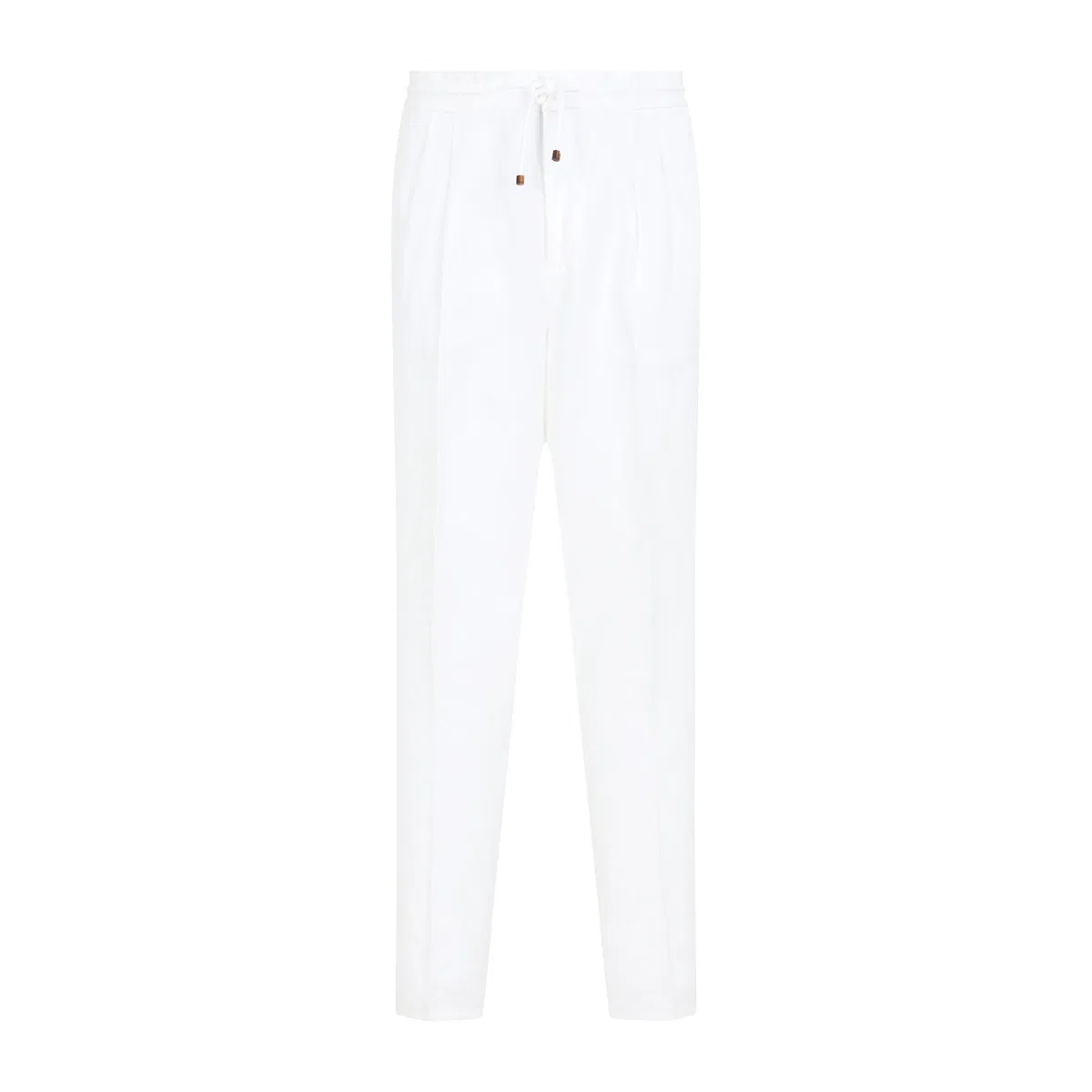 Brunello Cucinelli Leisure Fit Trousers In Linen And Cotton Gabardine With Drawstring And Double Darts