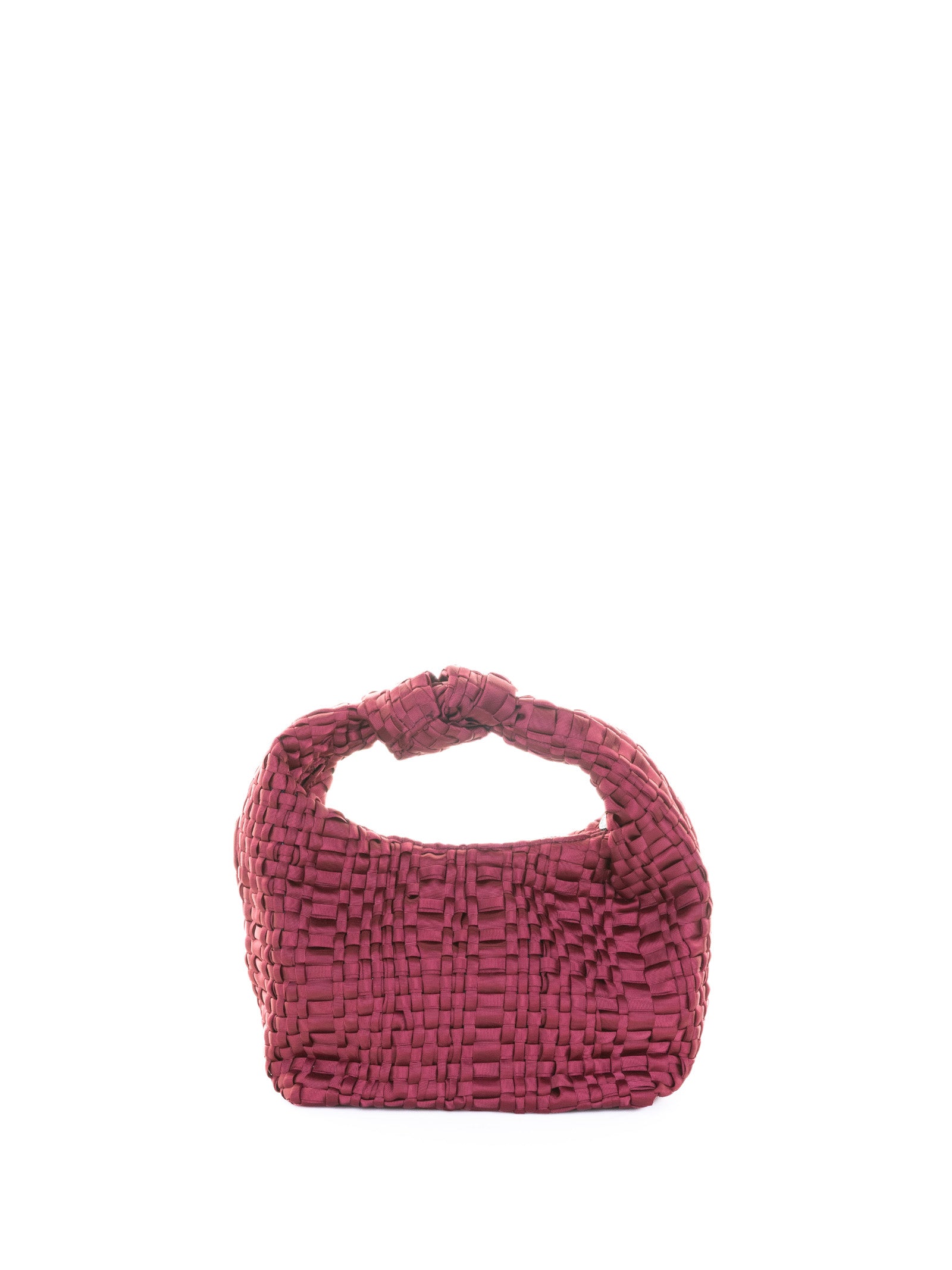Mini Datolite Handbag In Burgundy Woven Ribbon