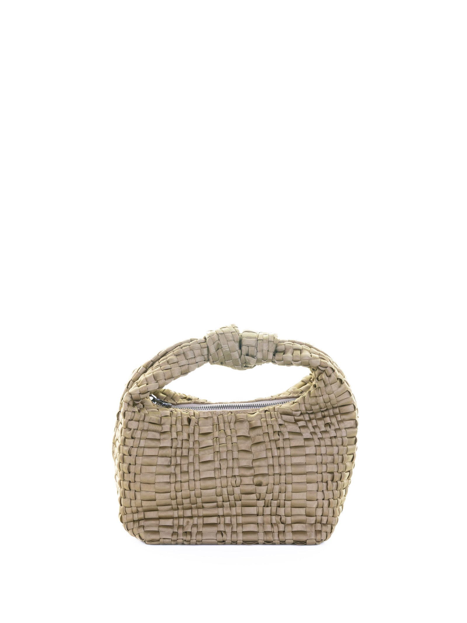 Mini Datolite Handbag In Beige Woven Ribbon