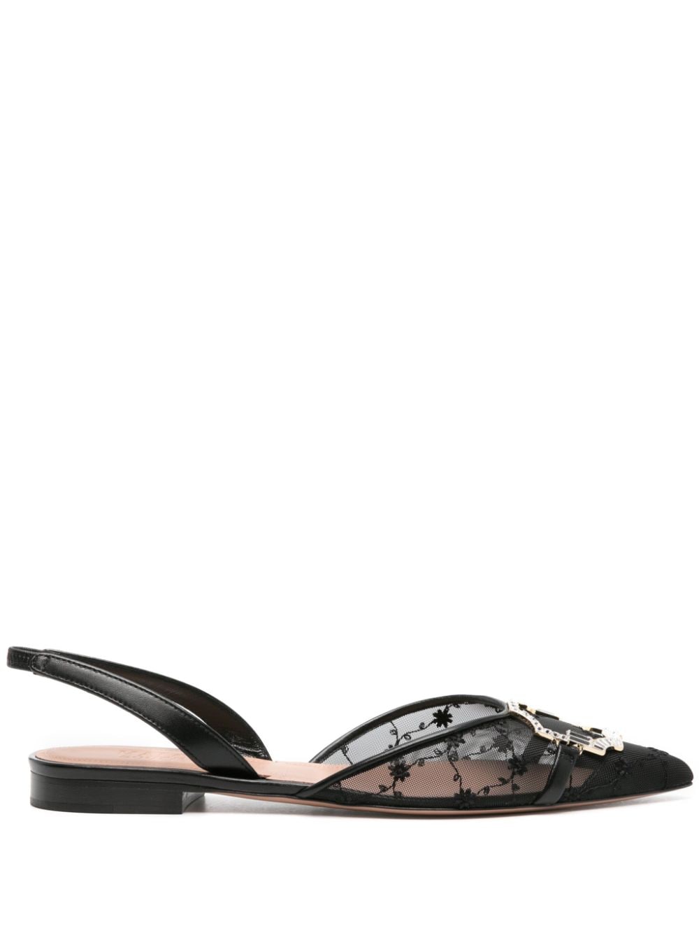 Misha Embellished Mesh Slingback Ballet Flats