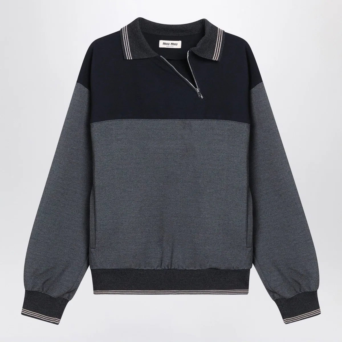 Sweatshirt With Zip Anthracite/Blue