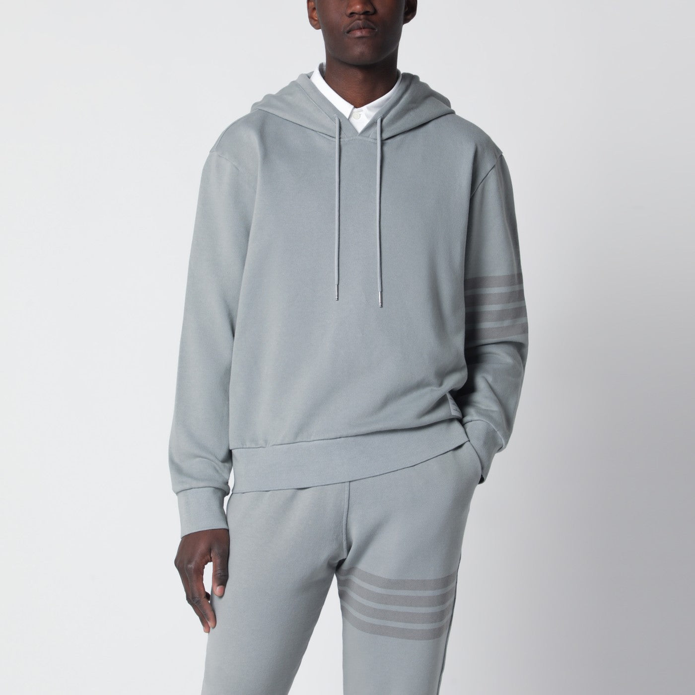 Grey Cotton Hooded Sweatshirt