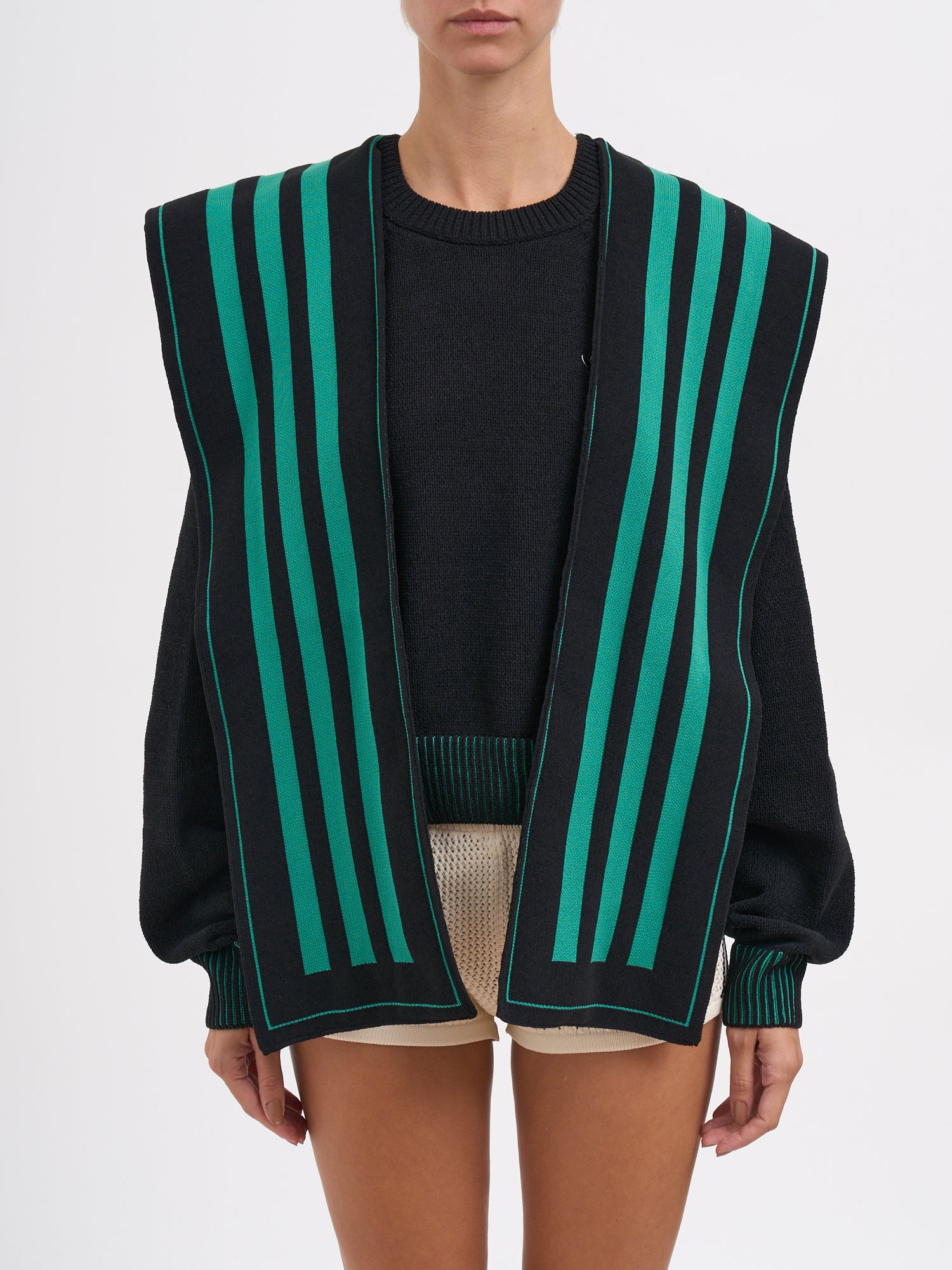 Knit Sweatshirt With Scarf And Hood
