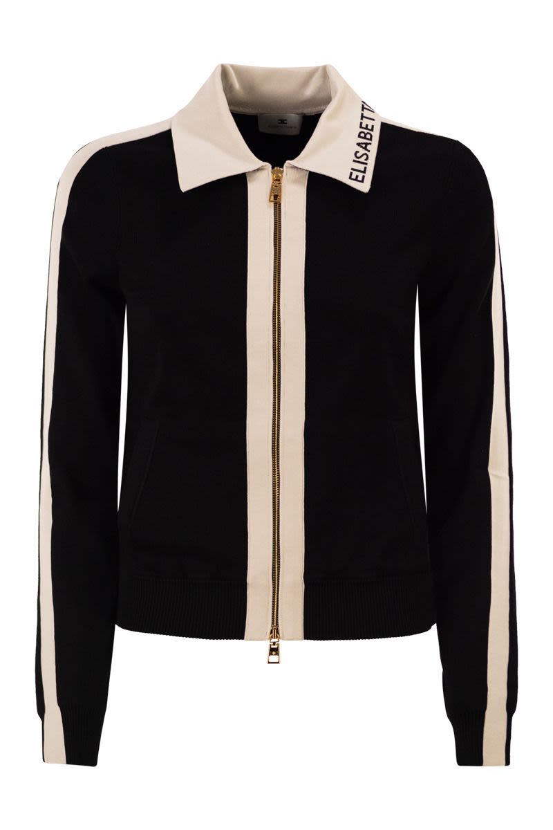 Knitted Jacket With Shiny Viscose Stripes
