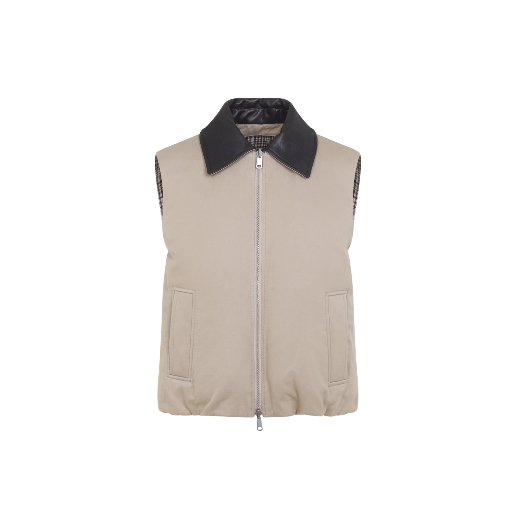Tobacco Brown Cotton Padded Reversible Vest
