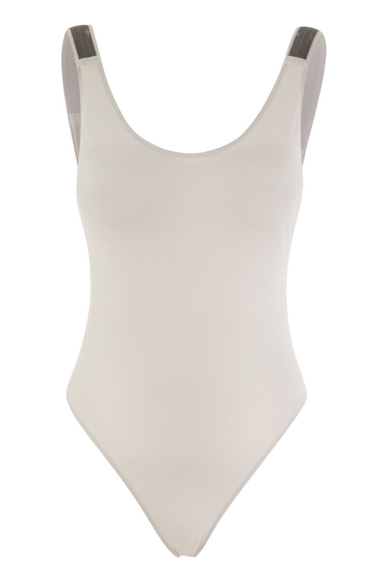 One-Piece Swimming Costume In Techno Jersey With Necklace
