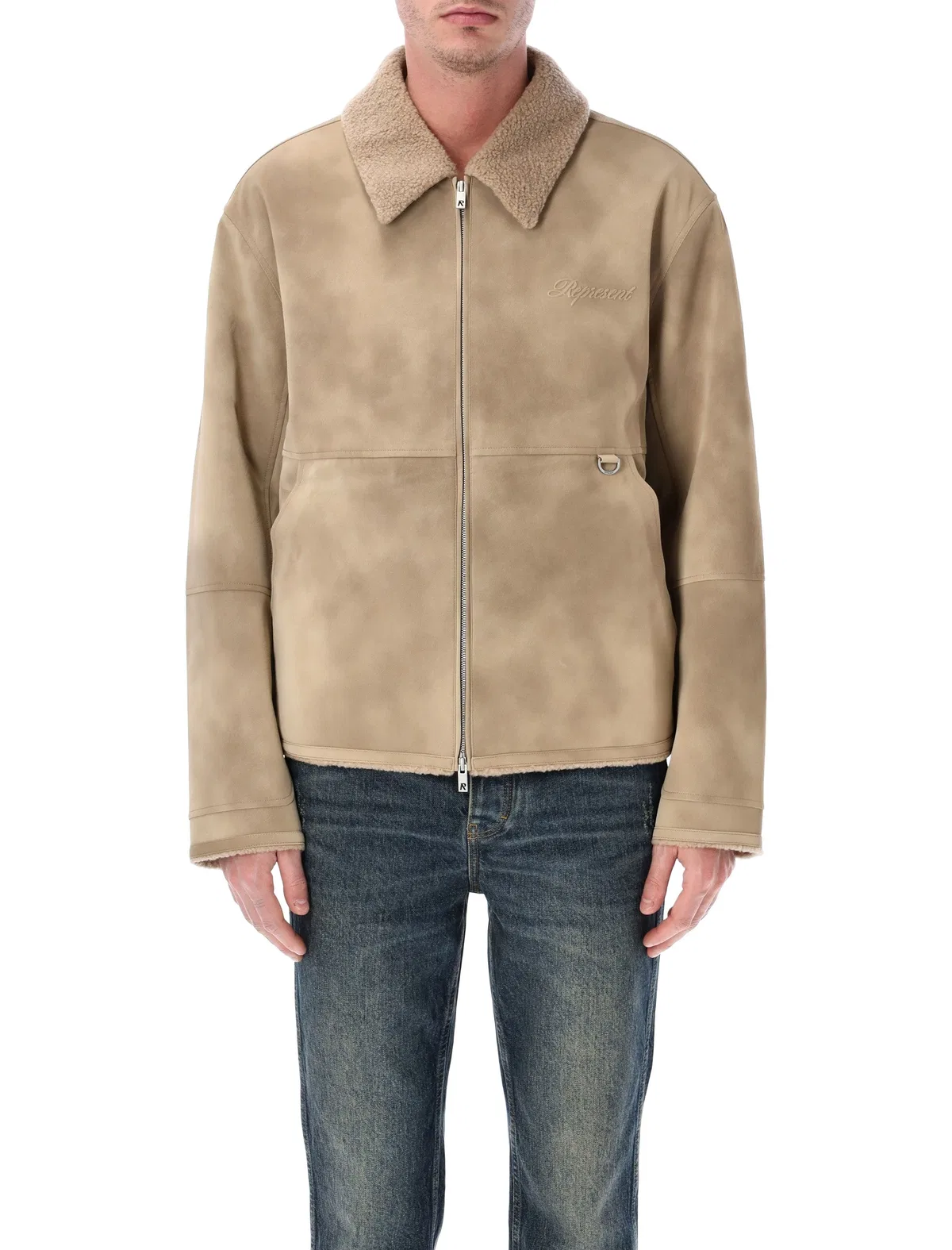 Represent Faux Shearling Jacket In Neutral