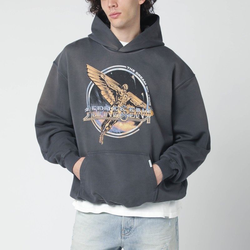 Grey Hoodie With Logo Print