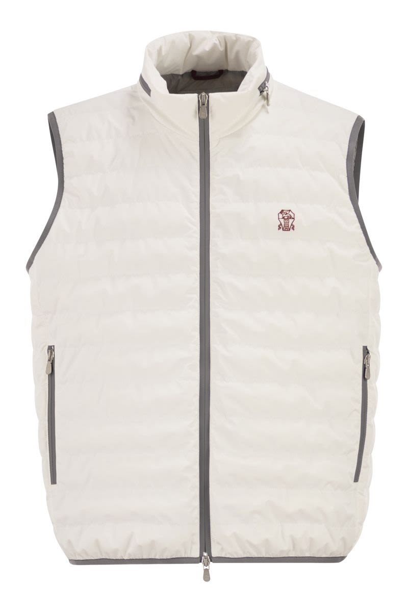 Sleeveless Nylon Down Jacket With Logo And Removable Hood