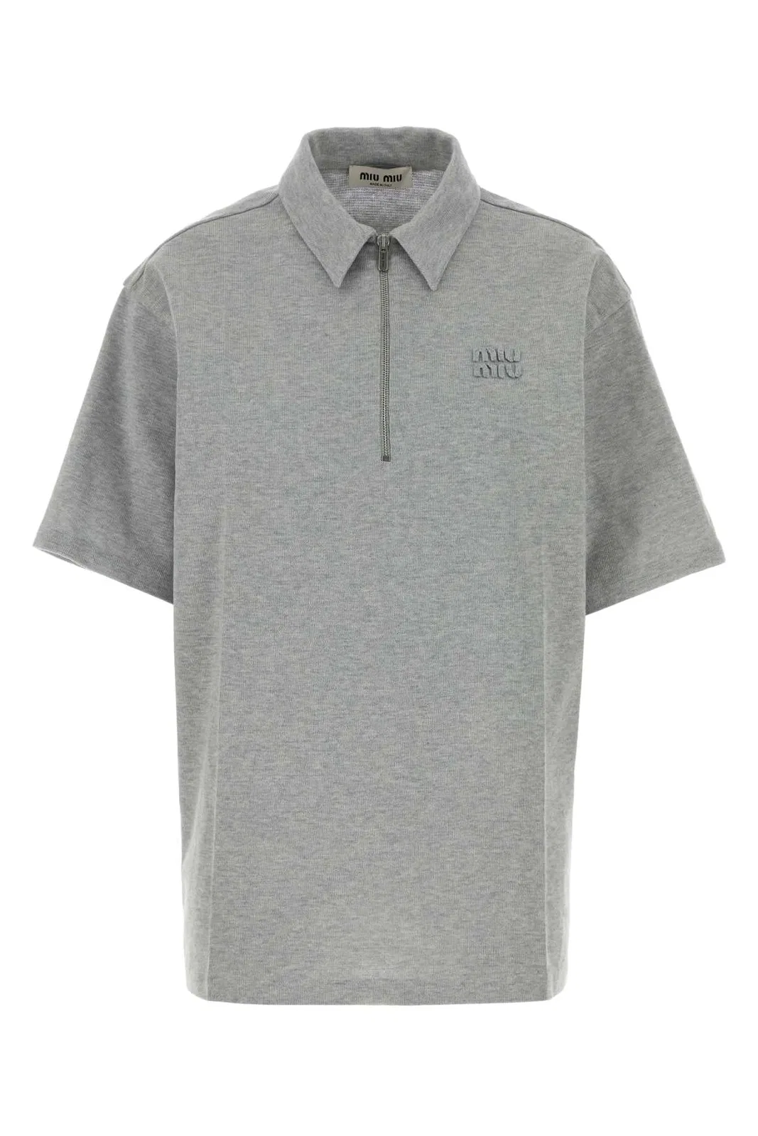 Grey Cotton Blend Oversize Polo Shirt