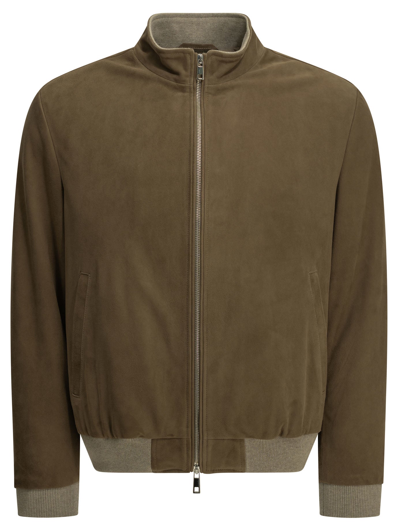 Padded Suede Bomber Jacket