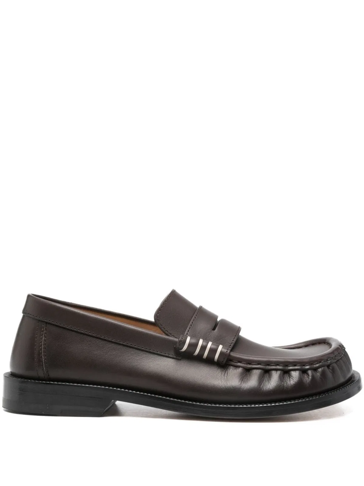 Brown Full Grain Calf Leather Flat Shoes