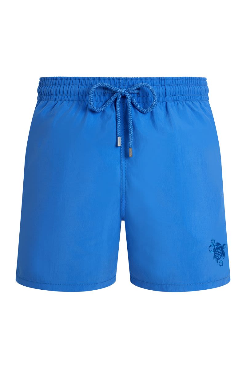 Swim Shorts With Blue Gradient And Water-Reactive Turtle Print