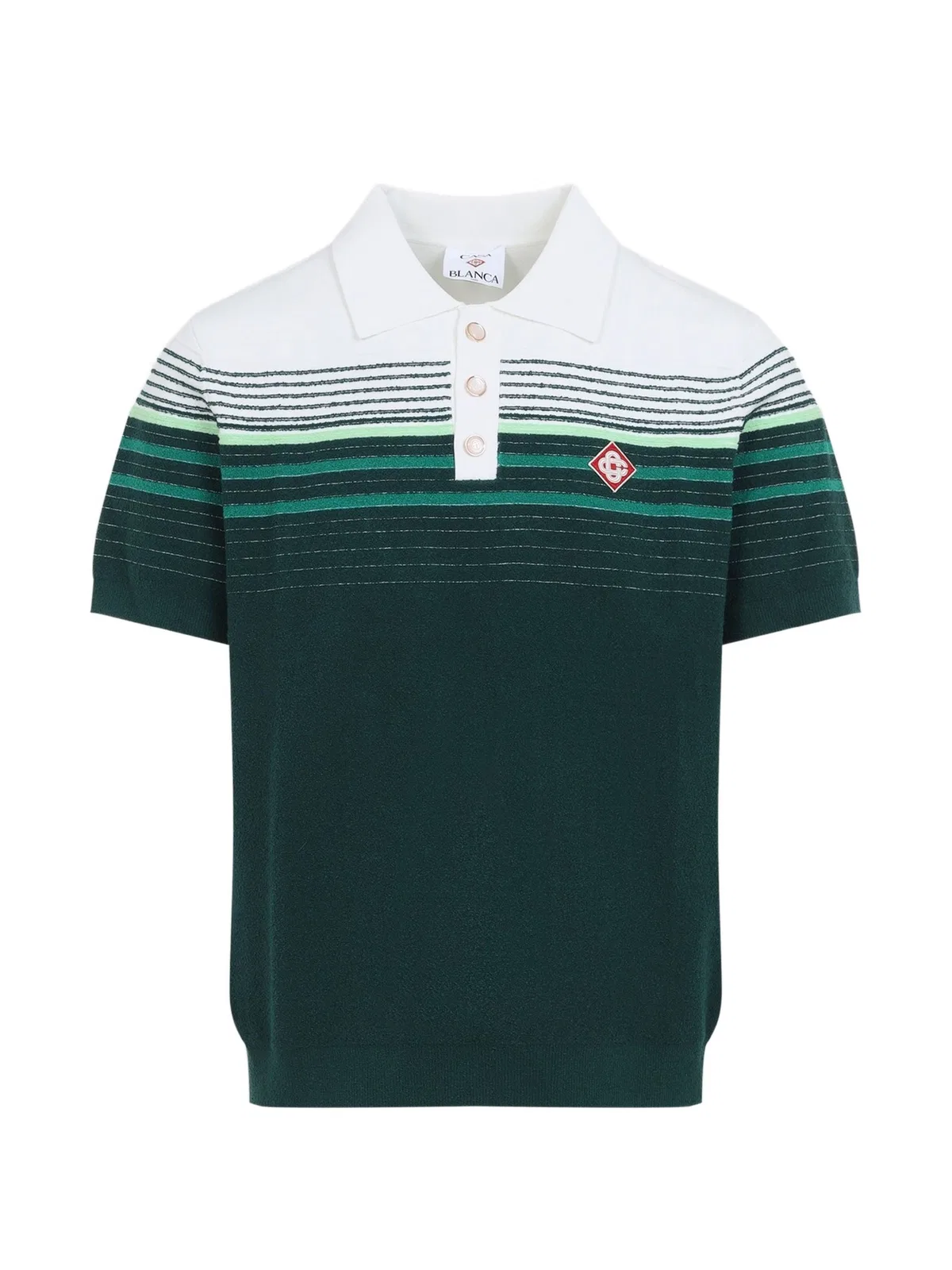 Striped-Knit Polo Shirt
