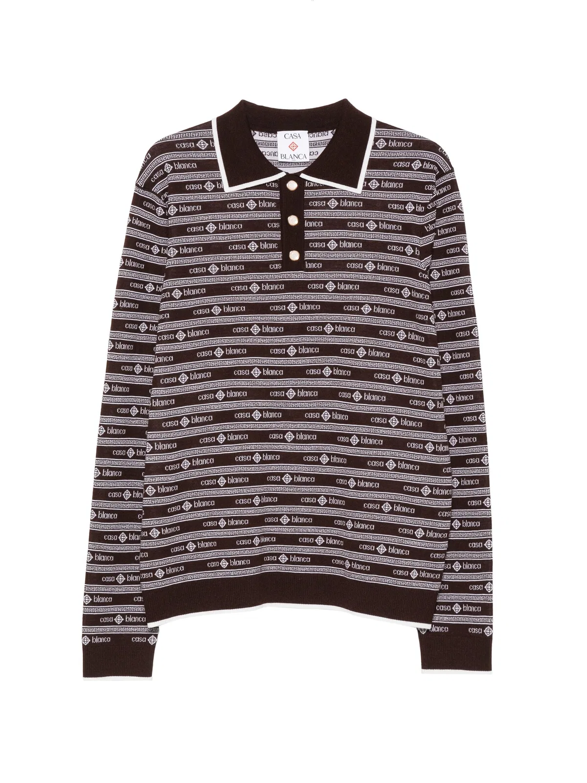 Logo-Jacquard Long-Sleeve Polo Shirt
