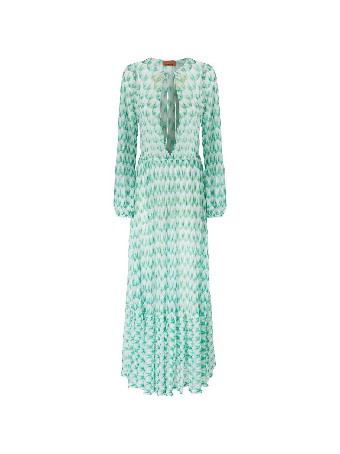 Long Ml Dress With Green Leaves