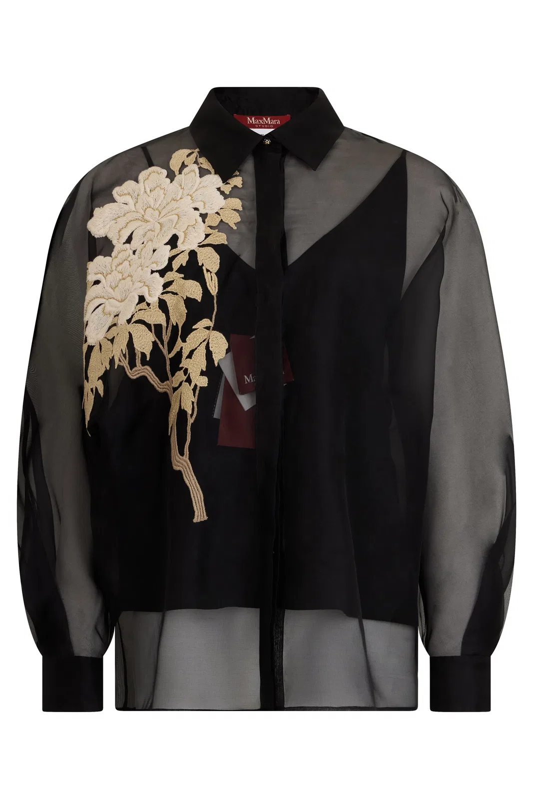 Max Mara Studio Silk Chiffon Blouse In Black